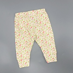 Legging Baby GAP Talle 3-6 meses algodón blanco mini florcitas rosa fluor verde (34 cm largo ) en internet