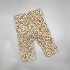 Segunda Selección - Pantalón Baby Cottons Talle 9 meses corderoy verde musgo florcitas rojas (37 cm largo) en internet
