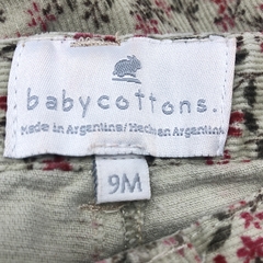Segunda Selección - Pantalón Baby Cottons Talle 9 meses corderoy verde musgo florcitas rojas (37 cm largo) - Baby Back Sale SAS