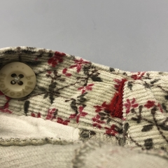 Imagen de Segunda Selección - Pantalón Baby Cottons Talle 9 meses corderoy verde musgo florcitas rojas (37 cm largo)
