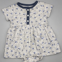 Segunda Selección - Vestido body Carters Talle 6 meses algodón gris mini florcitas azul celeste - comprar online