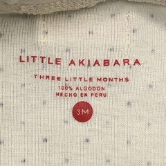 Set Little Akiabara Talle 3 meses algodón color crudo lunares circulos rayas (gorro y ranita 30 cm largo)