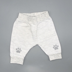 Segunda Selección - Jogging Cheeky Talle XS (0 meses) algodón rayas blanco gris huellas (28 cm largo)