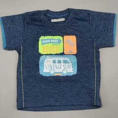 Remera Minimimo Talle M (6-9 meses) algodón azul jaspeado estampa fluor VINTAGE SURF - comprar online