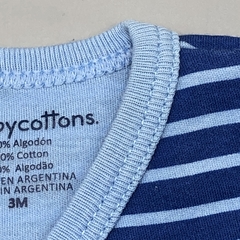 Segunda Selección - Bata Baby Cottons Talle 3 meses algodón rayas celeste azul nene nieve - tienda online