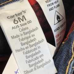 Jeans Carters Talle 6 meses azul oscuro (interior lanilla cuadrillé rojo - 34 cm largo) - Baby Back Sale SAS