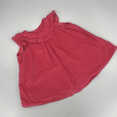 Vestido Crayón Talle M (6-9 meses) corderoy fino fucsia volados cuello