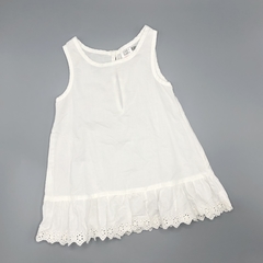 Segunda Selección - Vestido Zara Talle 9-12 meses fibrana blanco volados broderie