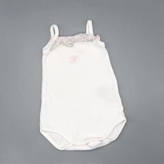 Segunda Selección - Body Broer Talle RN (0 meses) algodón blanco volado flores rosa