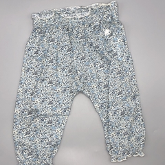 Pantalón Baby Cottons Talle 9 meses fibrana florcitas azul (38 cm largo) - comprar online