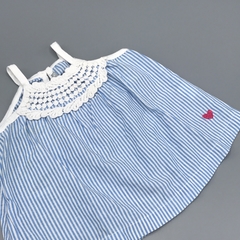 Camisola Minimimo Talle M (6-9 meses) rayas celeste blanco pecho puntilla - comprar online