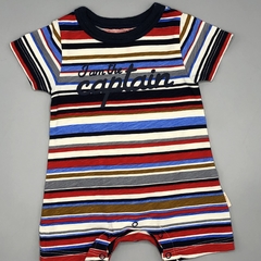 Enterito Little Akiabara Talle 3 meses algodón rayas marrón rojo azul celeste CAPTAIN - comprar online