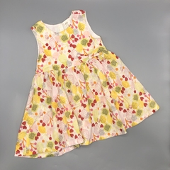 Vestido HyM Talle 9-12 meses batista blanca limones rosa amarillo moño