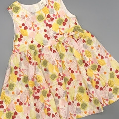 Vestido HyM Talle 9-12 meses batista blanca limones rosa amarillo moño - comprar online