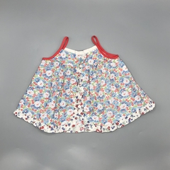 Vestido Polo Ralph Lauren Talle 3 meses fibrana blanca flores celeste rojo volados (con bombachudo) - Baby Back Sale SAS