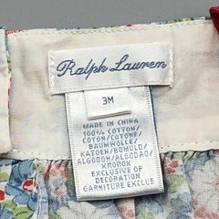 Vestido Polo Ralph Lauren Talle 3 meses fibrana blanca flores celeste rojo volados (con bombachudo) - comprar online