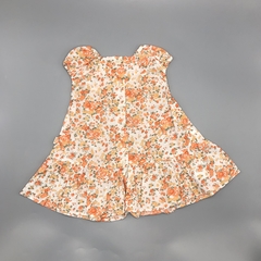 Vestido Minimimo Talle S (3-6 meses) fibrana blanca florcitas naranja puntilla en internet