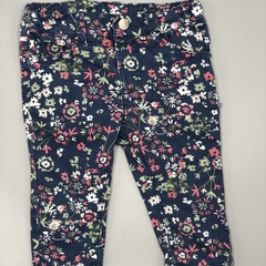 Pantalón Yamp Talle 6 meses gabardina azul oscuro flores (35 cm largo) - comprar online