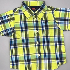 Camisa Wrangler Talle 6-9 meses cuadrillé verde fluor azul - comprar online