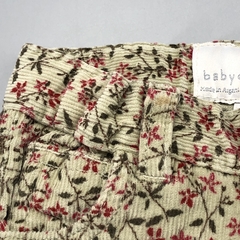 Imagen de Segunda Selección - Pantalón Baby Cottons Talle 6 meses corderoy verde musgo mini florcitas bordeaux (34 cm largo)