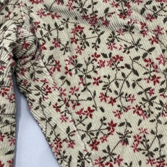 Segunda Selección - Pantalón Baby Cottons Talle 6 meses corderoy verde musgo mini florcitas bordeaux (34 cm largo) - comprar online