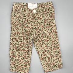 Segunda Selección - Pantalón Baby Cottons Talle 6 meses corderoy verde musgo mini florcitas bordeaux (34 cm largo) - comprar online