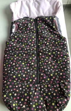 Segunda Selección - Saco bolsa de dormir Uzturre abrigo algodón y pana marrón flores - ideal para traslado