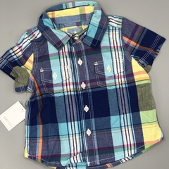 Camisa Baby GAP Talle 0-3 meses cuadrille azul verde lineas lila naranja - comprar online