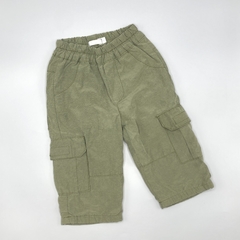 Pantalón Alpiste Talle 6 meses batista verde militar interior algodón gris (40 cm largo)