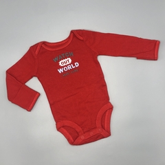 Body Carters Talle NB (0 meses) algodón rojo estampa WATCH OUT WORLD