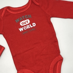 Body Carters Talle NB (0 meses) algodón rojo estampa WATCH OUT WORLD - comprar online