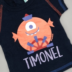 Remera Owoko Talle 1 (0-3 meses) azul oscuro monstruo TIMONEL - comprar online