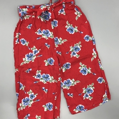 Pantalón Yamp Talle 4 años fibrana rojo flores azul (50 cm largo) - comprar online