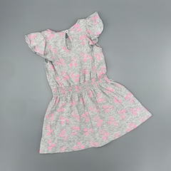 Vestido Yamp Talle 6 meses algodón gris cerezas rosa fluo volados en internet
