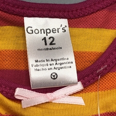 Vestido Gonpers Talle 12 meses algodón fucsia rayas naranja amarillo fucisa - Baby Back Sale SAS