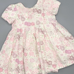 Segunda Selección - Vestido Baby Cottons Talle 3 meses gabardina blanca flores rosa verde (con bombachudo) - comprar online