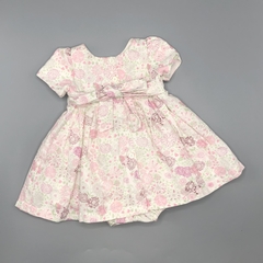 Segunda Selección - Vestido Baby Cottons Talle 3 meses gabardina blanca flores rosa verde (con bombachudo) en internet