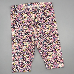 Segunda Selección - Legging Yamp Talle 6 meses algodón azul oscuro mini florcitas lila (33 cm largo) - comprar online