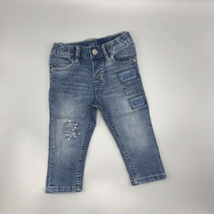 Segunda Selección - Jeans HyM Talle 6-9 meses azul claro parches (41 cm largo)