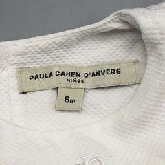 Vestido Paula Cahen D Anvers Talle 6 meses algodón blanco volados laterales moño - Baby Back Sale SAS
