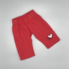 Legging Owoko Talle 0 meses roja corazón rosa bordado (25 cm largo)