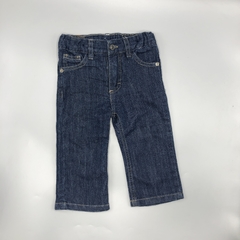 Jeans Cheeky Talle L (9-12 meses) azul - Largo 45cm - bolsillos bordados marrón