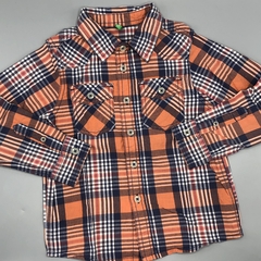 Camisa Benetton Talle 3-4 años batista cuadrillé naranja azul blanco - comprar online