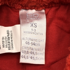 Jogging Cheeky Talle XS (0-3 meses) peluche rojo interior algodón (33 cm largo) - Baby Back Sale SAS
