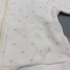 Segunda Selección - Campera Owoko Talle 1 (3 meses) plush blanco lunares rosa