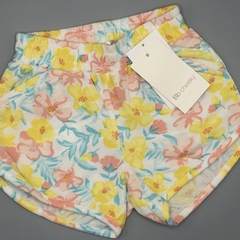 Short Cheeky Talle S (3-6 meses) algodón blanco flores rosa amarillo hojas verde - comprar online