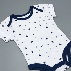 Body NUEVO Yamp Talle RN (0 meses) algodón blanco ballenitas azules - Talle 0-3 meses - comprar online