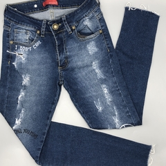 Jeans Mici Counture Talle 24 azul escritura blanco roturas - comprar online