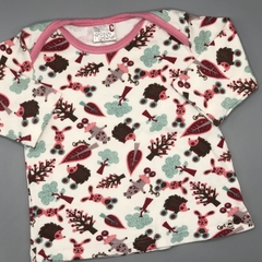 Remera Grisino Talle 6-9 meses algodón blanco animalitos arboles rojo rosa verde - comprar online