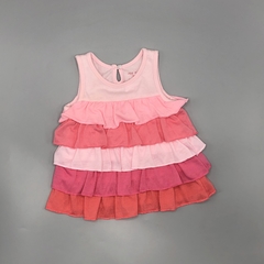Vestido Joe Fresh Talle 3-6 meses algodón volados capas diferentes tonos rosa